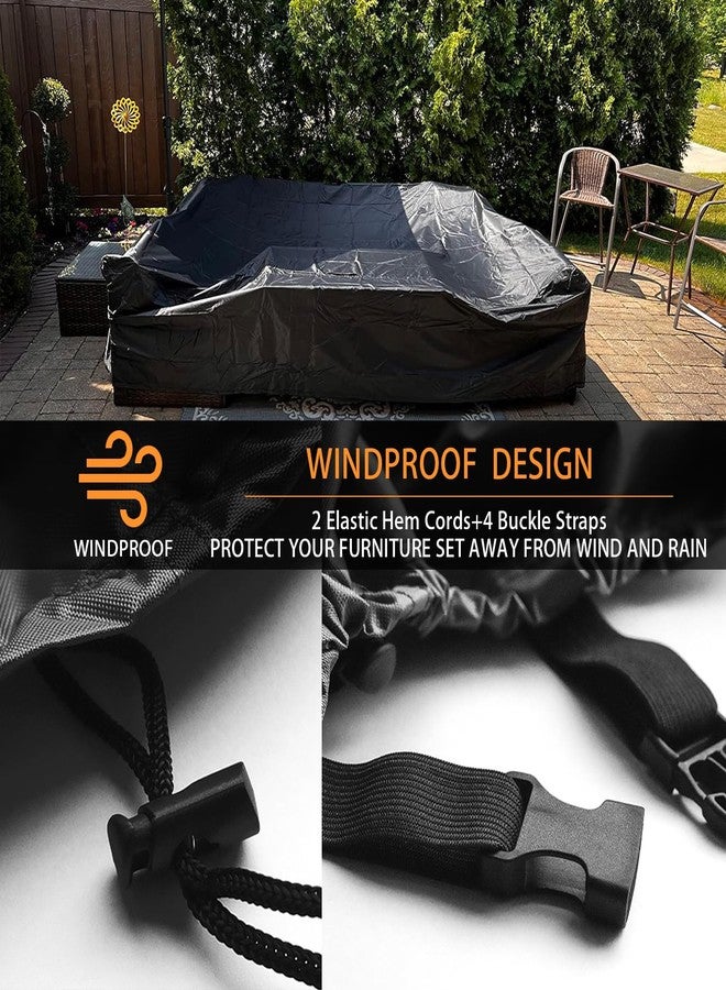 CKCLUU Patio Furniture Set Cover Outdoor Sectional Sofa Set Covers Outdoor Table and Chair Set Covers Water Resistant Large 315cm L x 160 cm W x 74 cm H - Image 2